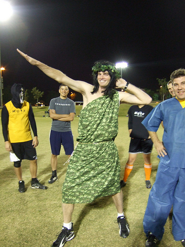 Ultimate player dressed as the Jolly Green Giant