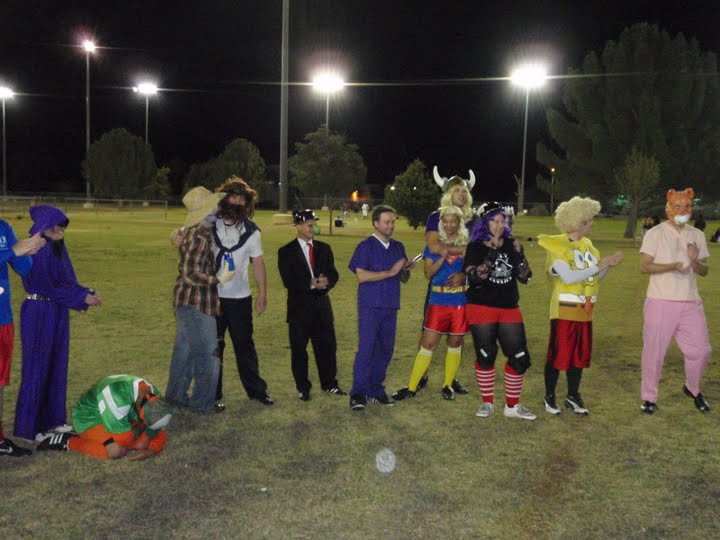 Ultimate players dressed in Halloween costumes.