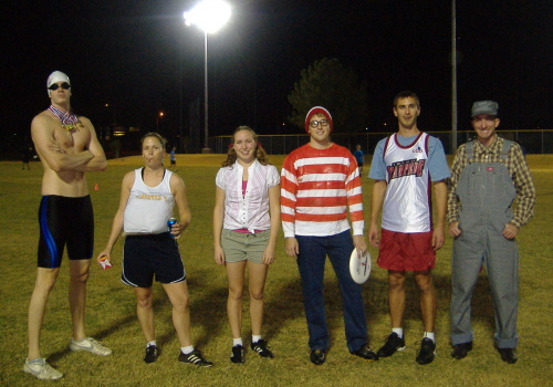 Team, Swinging Huckers, in costume.