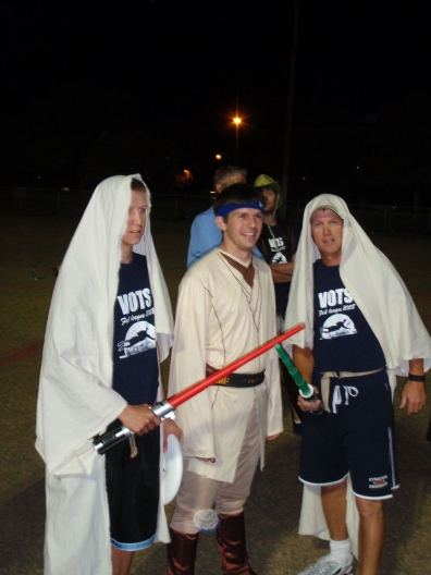 three ultimate players in Jedi robes